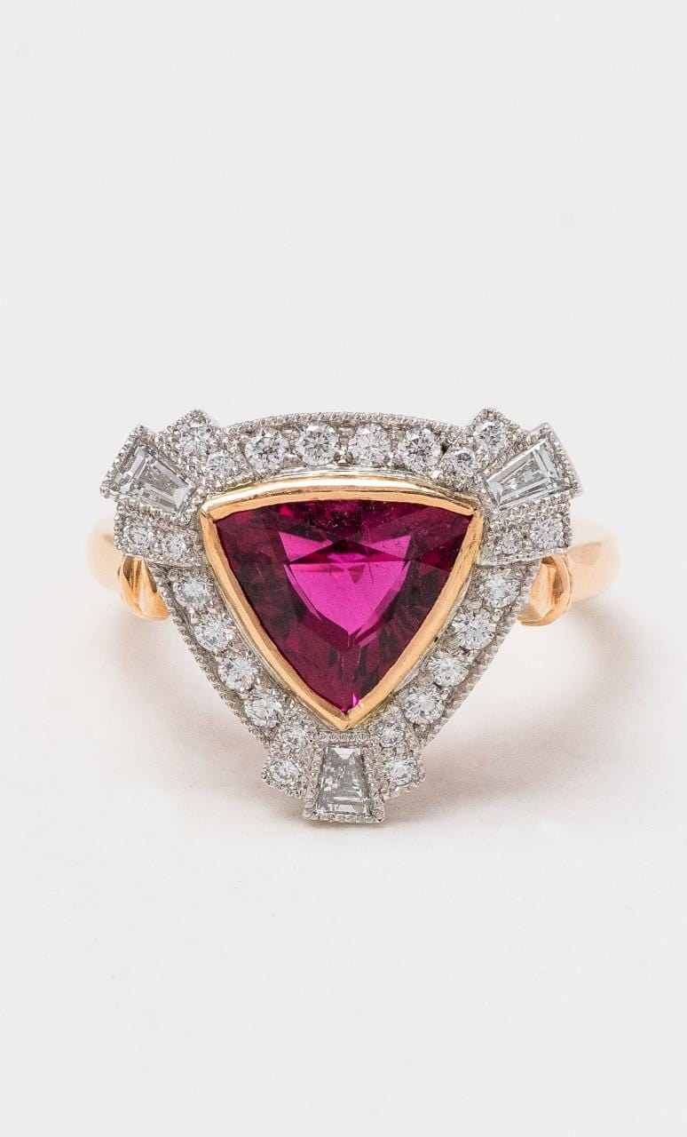 Hogans Family Jewellers 18K RWG Trilliant Rubellite Tourmaline Dress Ring