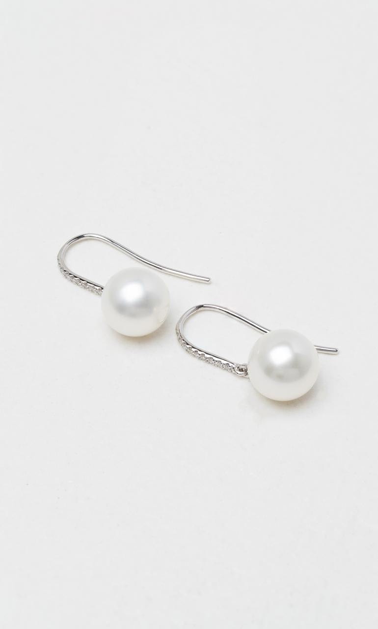 Hogans Family Jewellers 18K South Sea Pearl & Diamond Drop Earrings