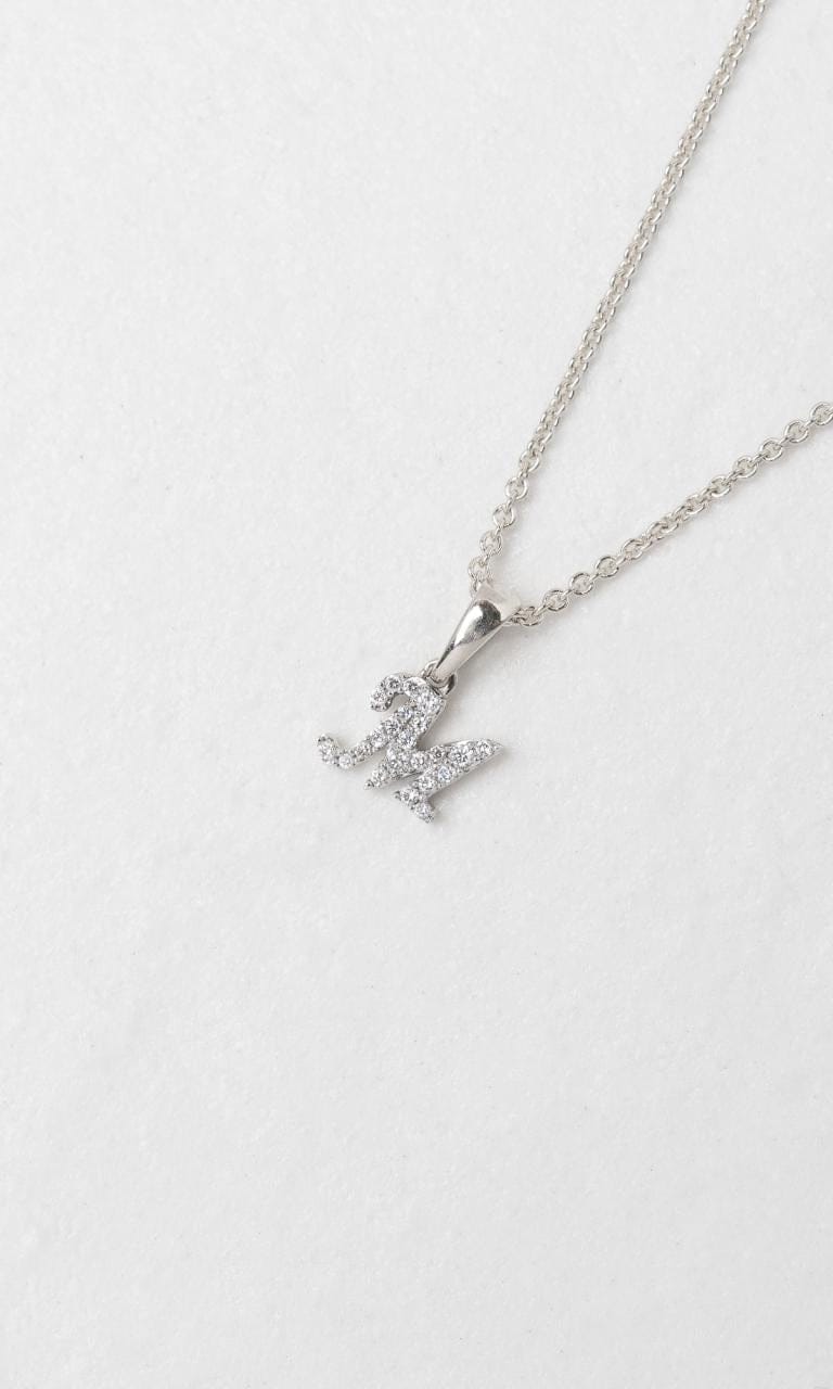 Hogans Family Jewellers 18K WG 0.06ct TDW 'M' Initial Diamond Set Pendant