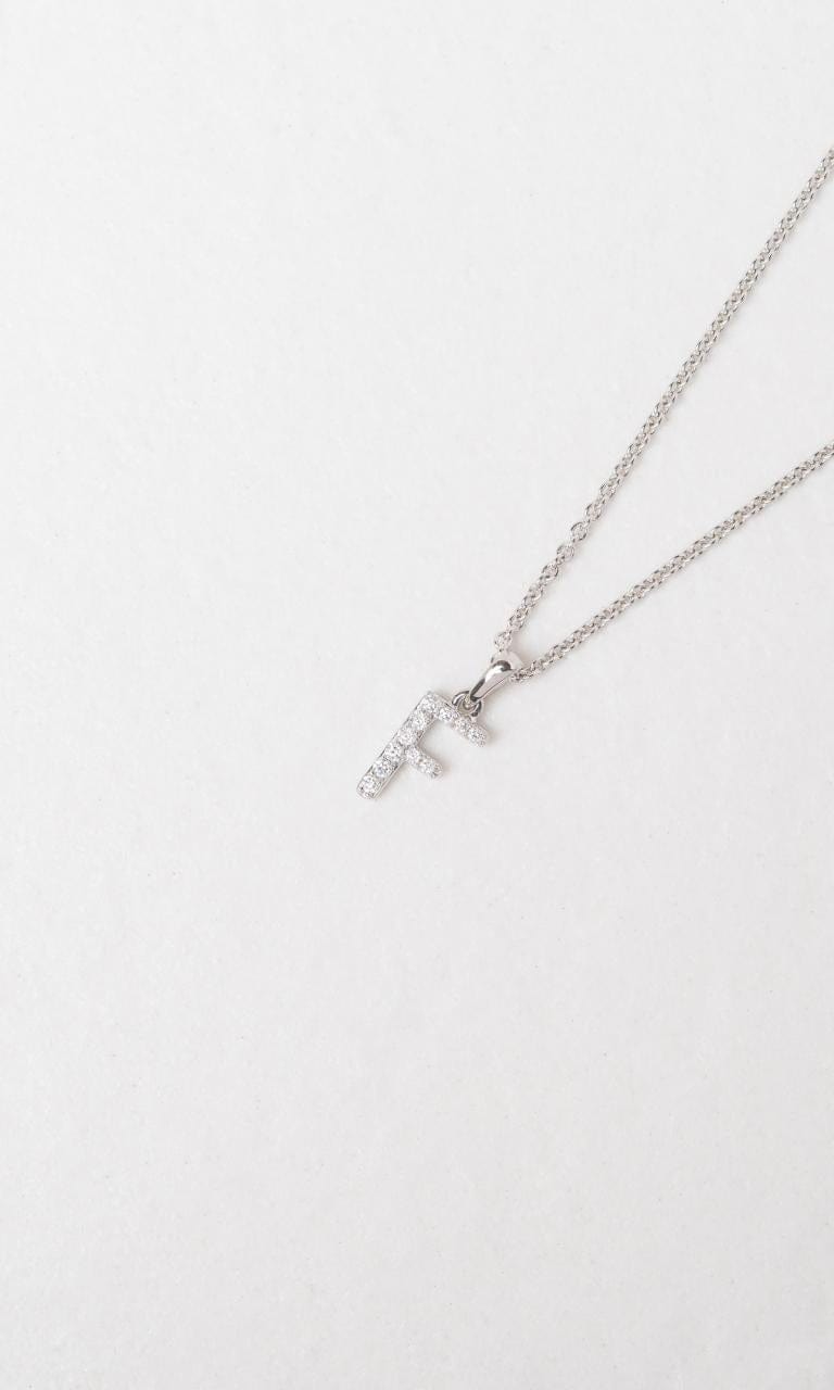 Hogans Family Jewellers 18K WG 0.09ct TDW 'F' Initial Diamond Set Pendant