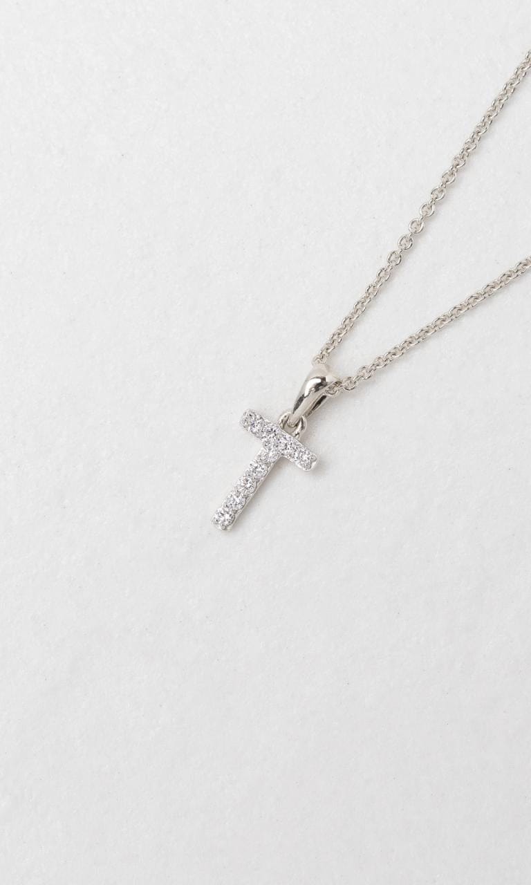 Hogans Family Jewellers 18K WG 0.09ct TDW 'T' Initial Diamond Set Pendant
