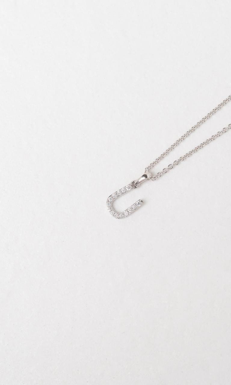 Hogans Family Jewellers 18K WG 0.09ct TDW 'U' Initial Diamond Set Pendant