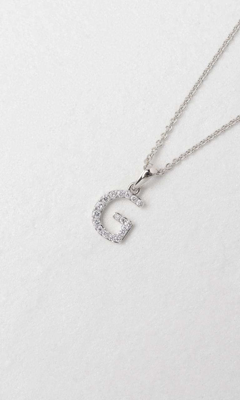 Hogans Family Jewellers 18K WG 0.104ct TDW 'G' Initial Diamond Set Pendant
