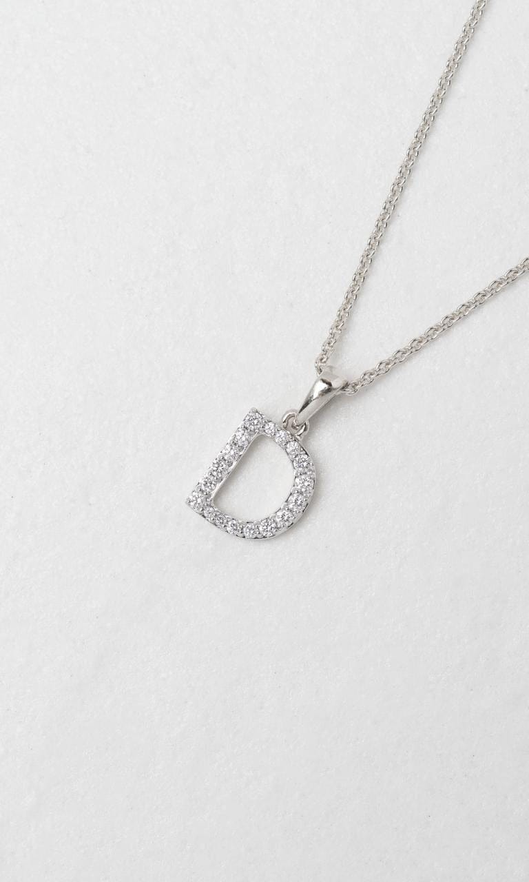 Hogans Family Jewellers 18K WG 0.11ct TDW 'D' Initial Diamond Set Pendant