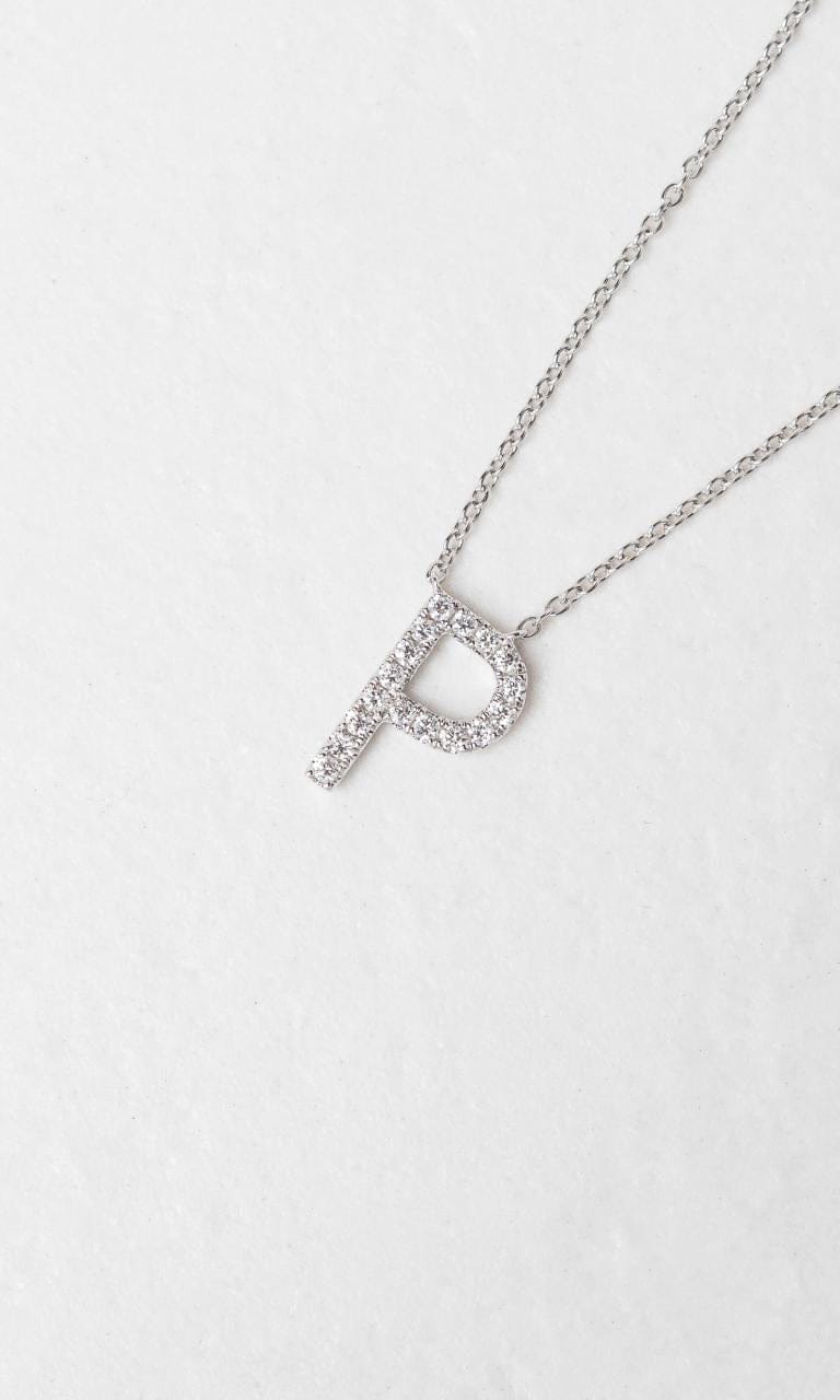 Hogans Family Jewellers 18K WG 0.18ct TDW 'P' Initial Diamond Set Necklace