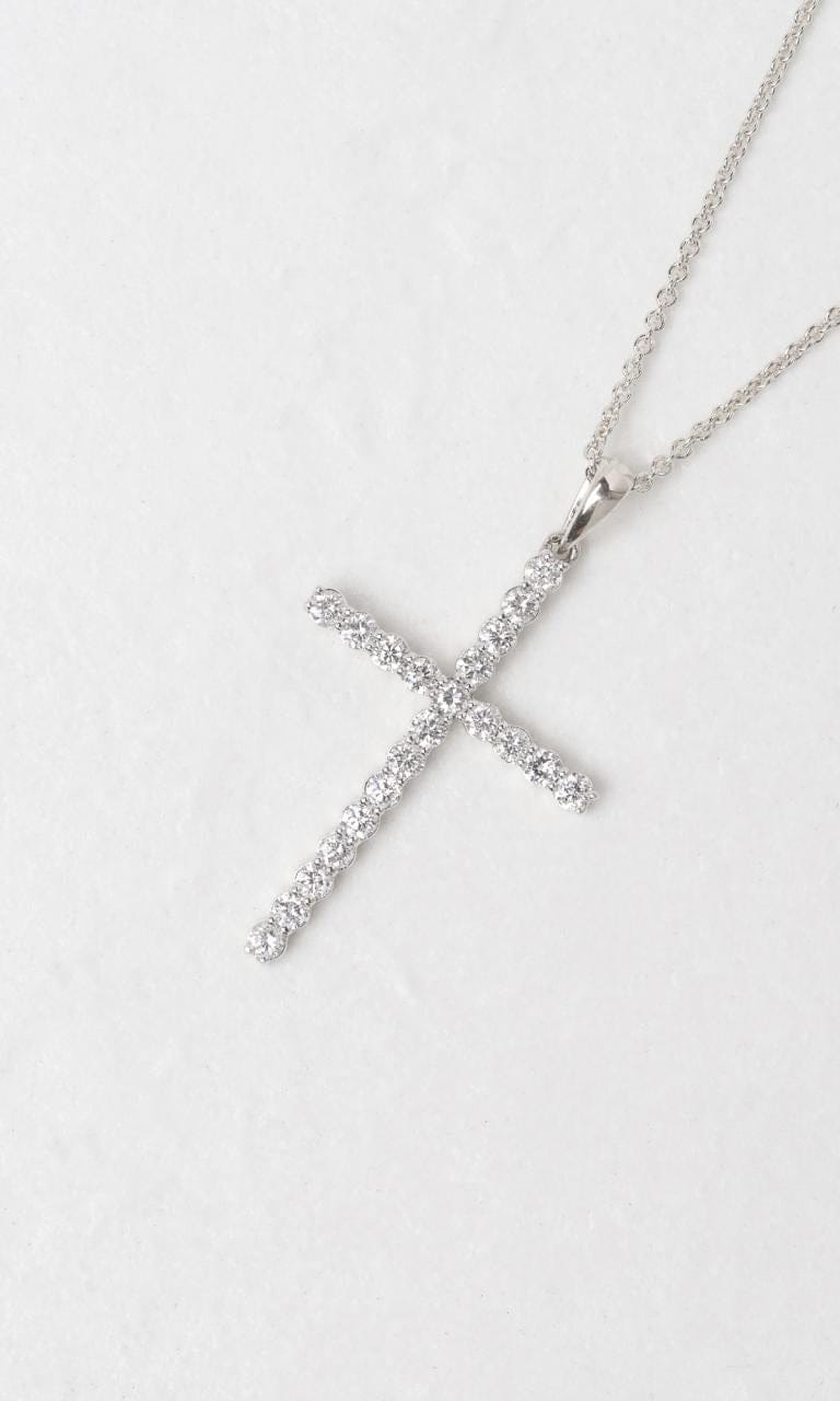 Hogans Family Jewellers 18K WG 0.52ct TDW Round Brilliant Cut Diamond Cross Pendant