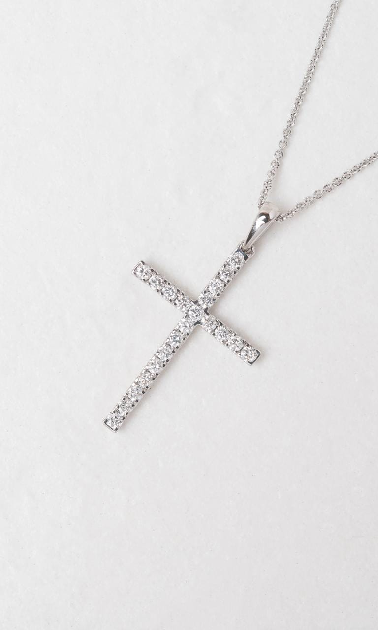 Hogans Family Jewellers 18K WG 0.52ct TDW Round Brilliant Cut Diamond Cross Pendant