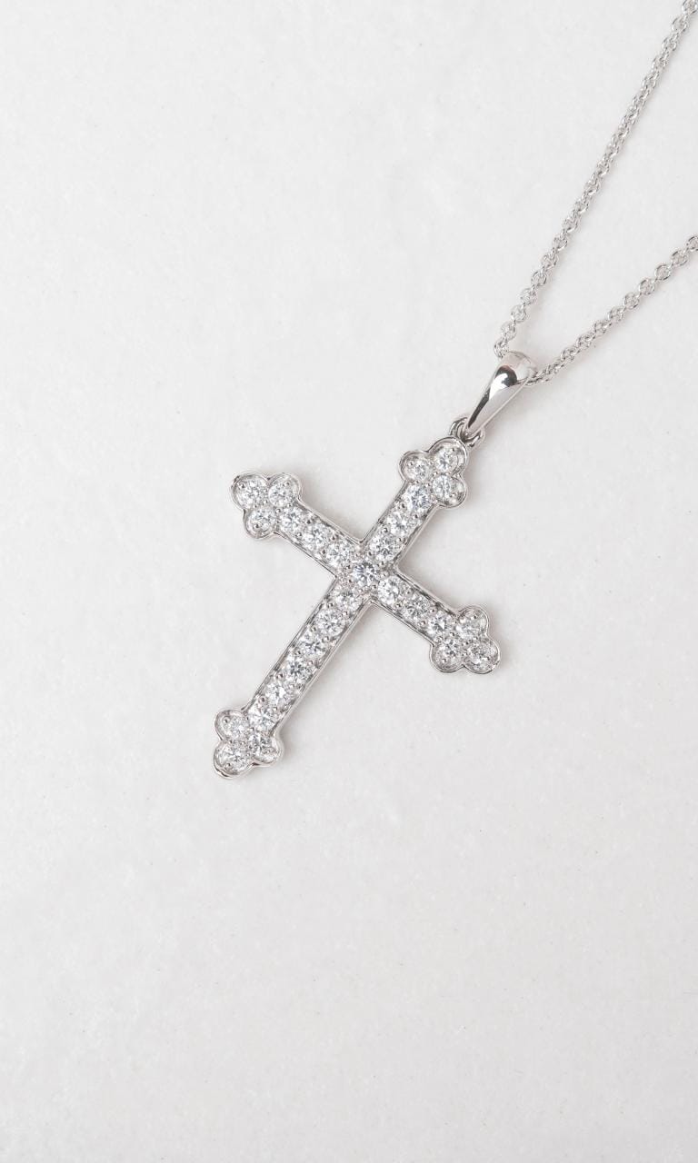 Hogans Family Jewellers 18K WG 0.52ct TDW Round Brilliant Cut Diamond Cross Pendant