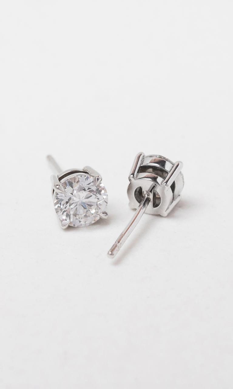 Hogans Family Jewellers 18K WG 1.20ct TDW Round Brilliant Cut Diamond Solitaire Stud Earrings