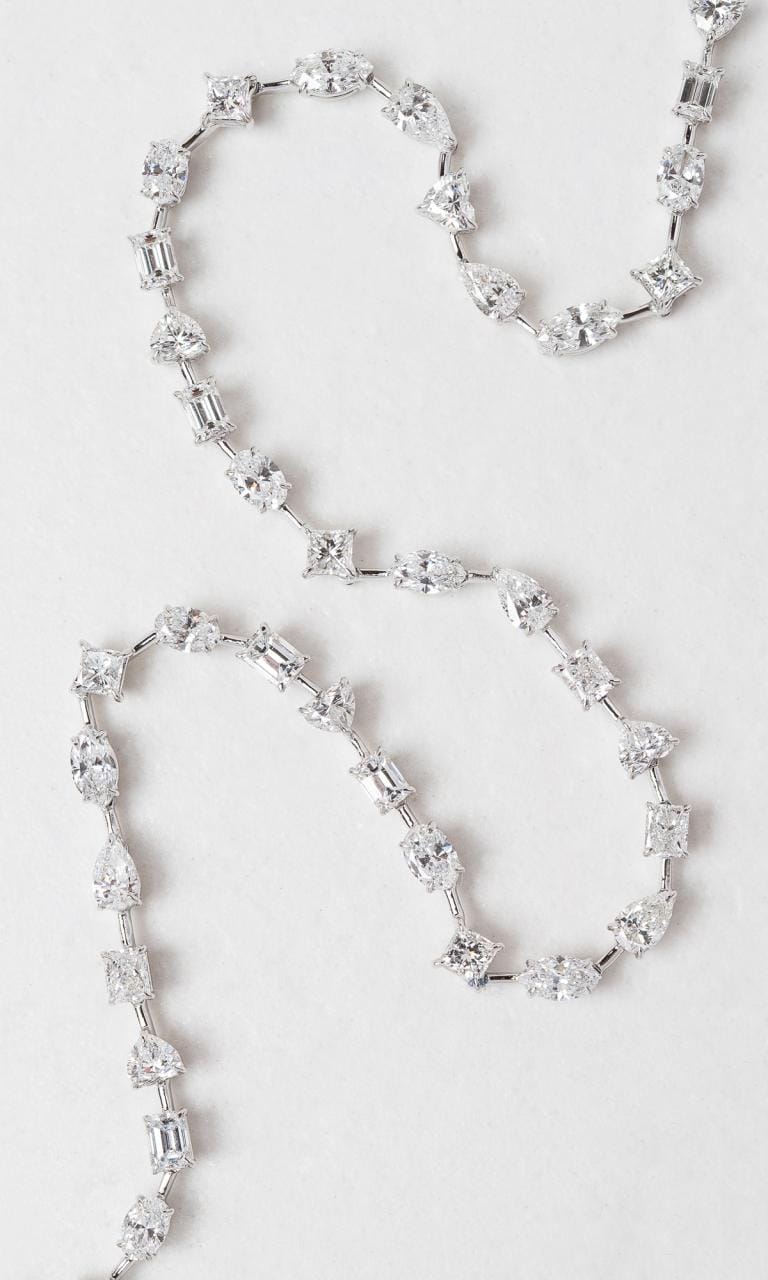 Hogans Family Jewellers 18K WG 10.74ct Mixed Fancy Cut Diamond Tennis Necklace