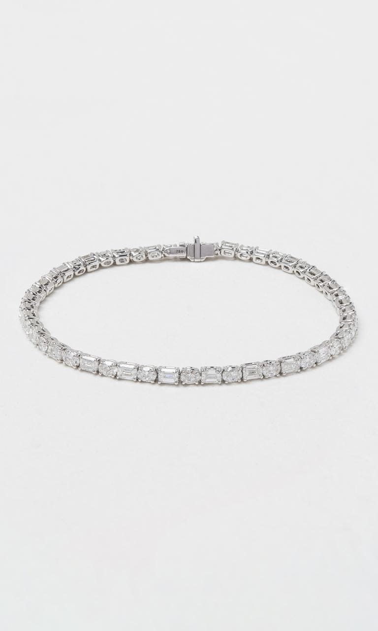 Hogans Family Jewellers 18K WG 6.40ct Oval & Emerald Cut Diamond Tennis Bracelet
