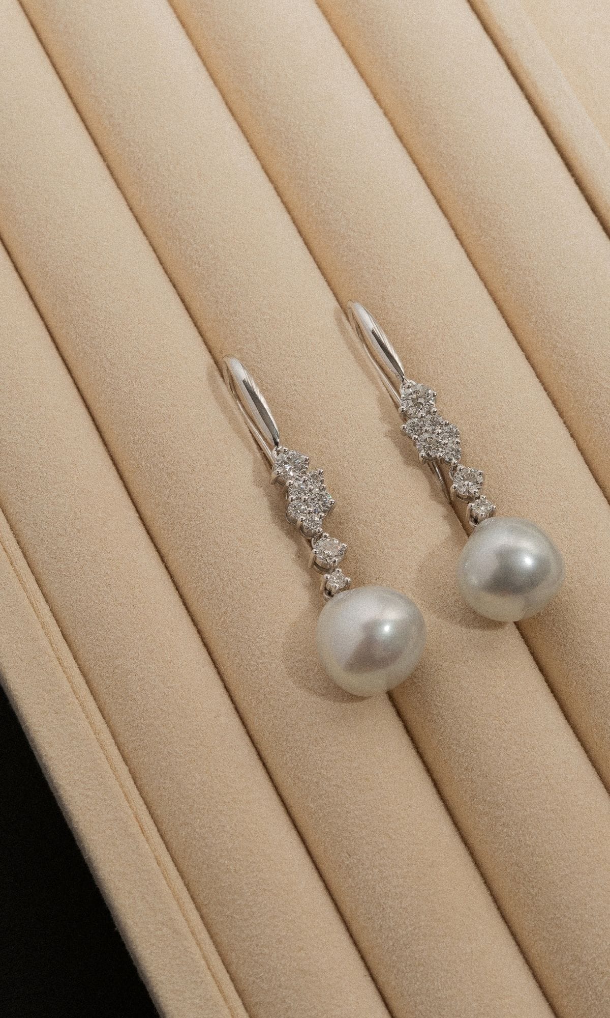 Hogans Family Jewellers 18K WG Baroque Pearl & Diamond Drop Earrings