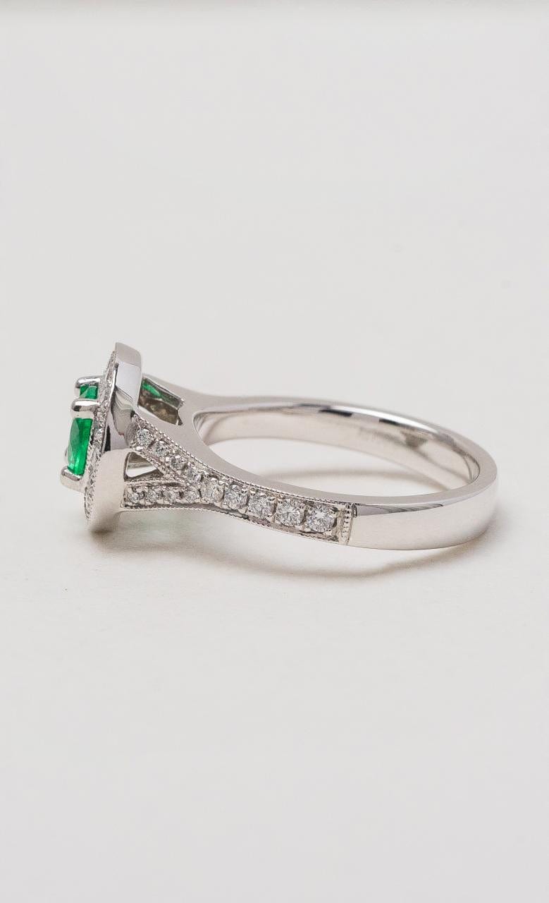 Hogans Family Jewellers 18K WG Brazilian Emerald Halo Ring
