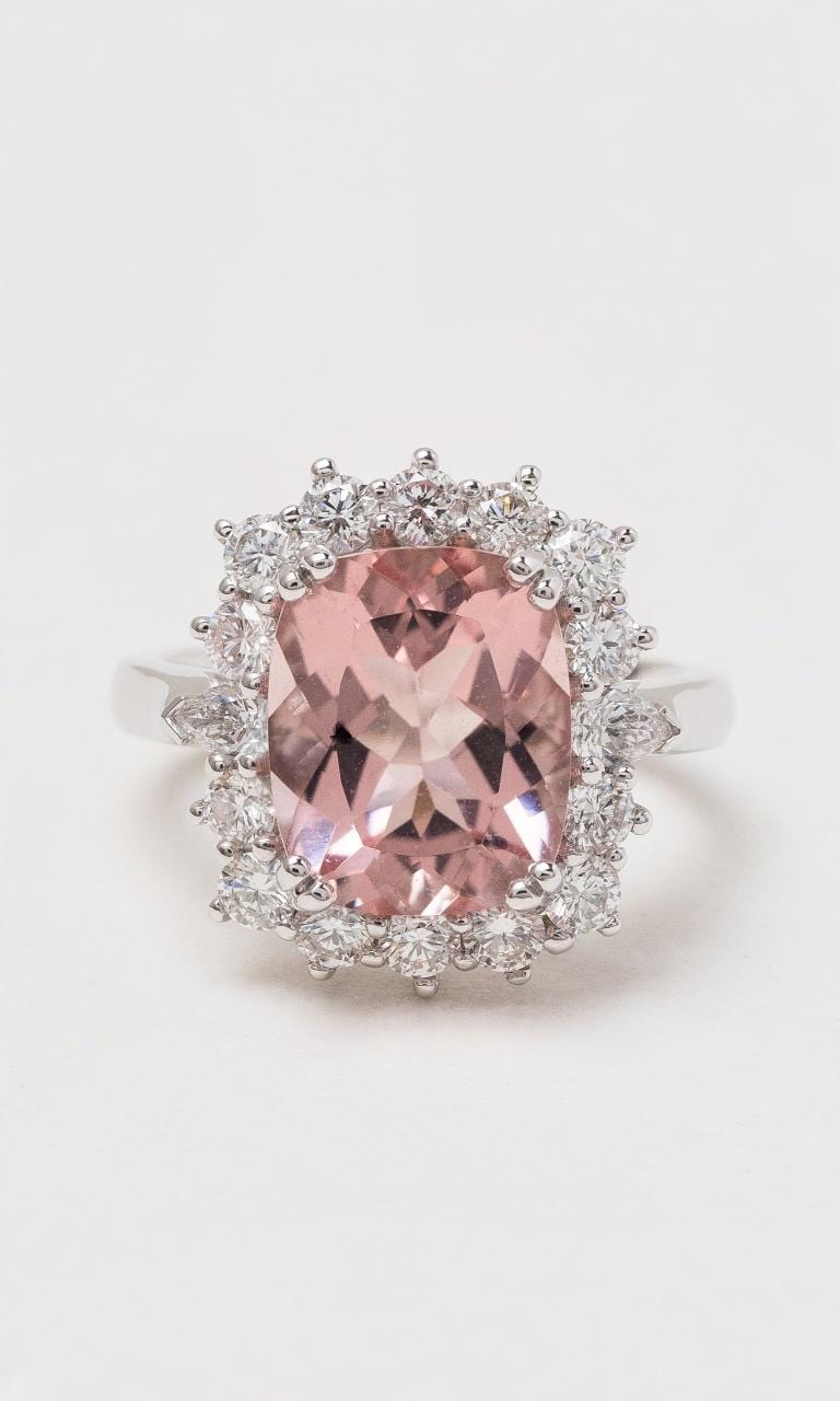 Hogans Family Jewellers 18K WG Cushion Morganite Dress Ring