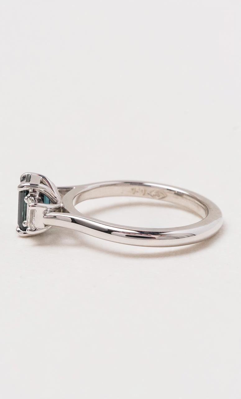 Hogans Family Jewellers 18K WG Emerald Cut Australian Sapphire Trilogy Ring