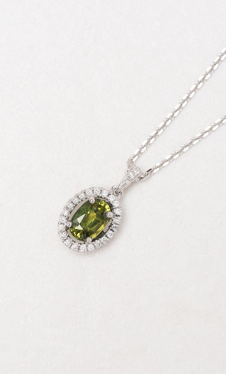 Hogans Family Jewellers 18K WG Oval Australian Sapphire Halo Pendant