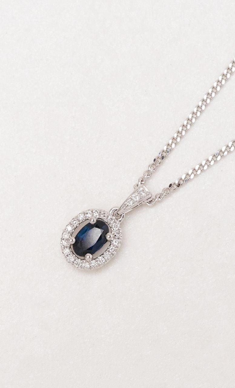 Hogans Family Jewellers 18K WG Oval Australian Sapphire Pendant