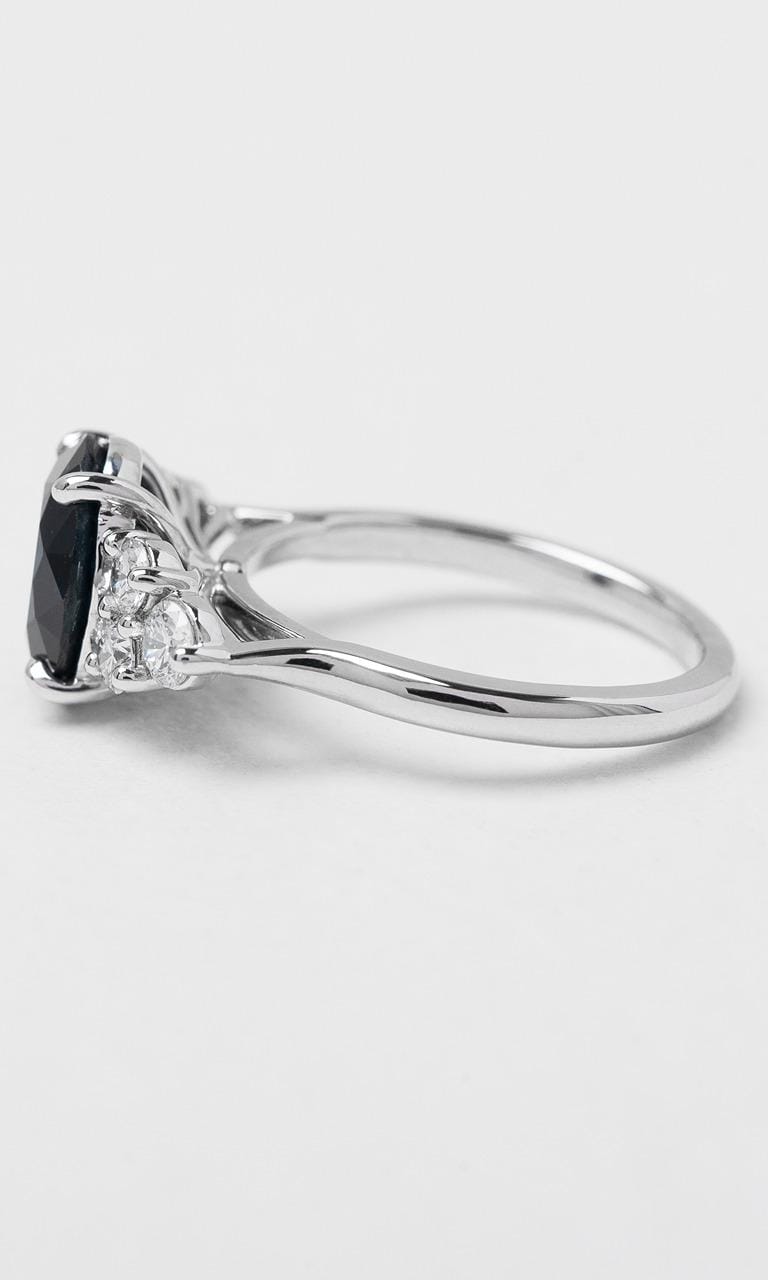 Hogans Family Jewellers 18K WG Oval Cut Australian Sapphire Tri-Cluster Trilogy Ring