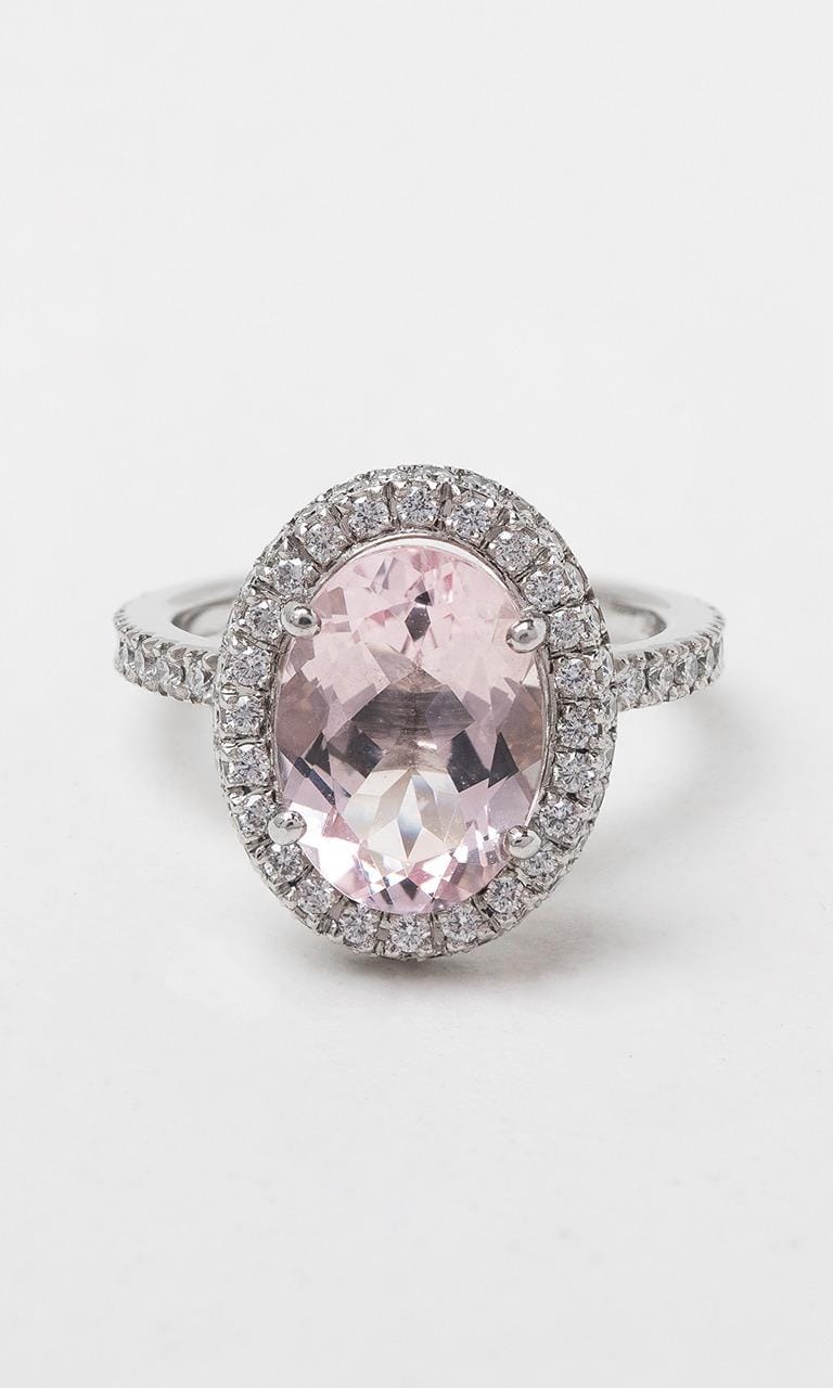 Hogans Family Jewellers 18K WG Oval Cut Morganite Halo Dress Ring