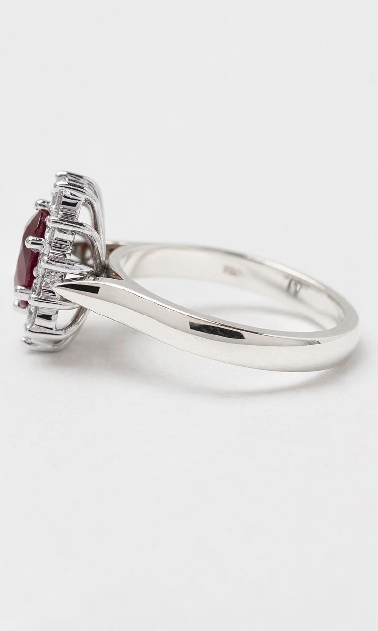 Hogans Family Jewellers 18K WG Oval Cut Ruby Halo Ring
