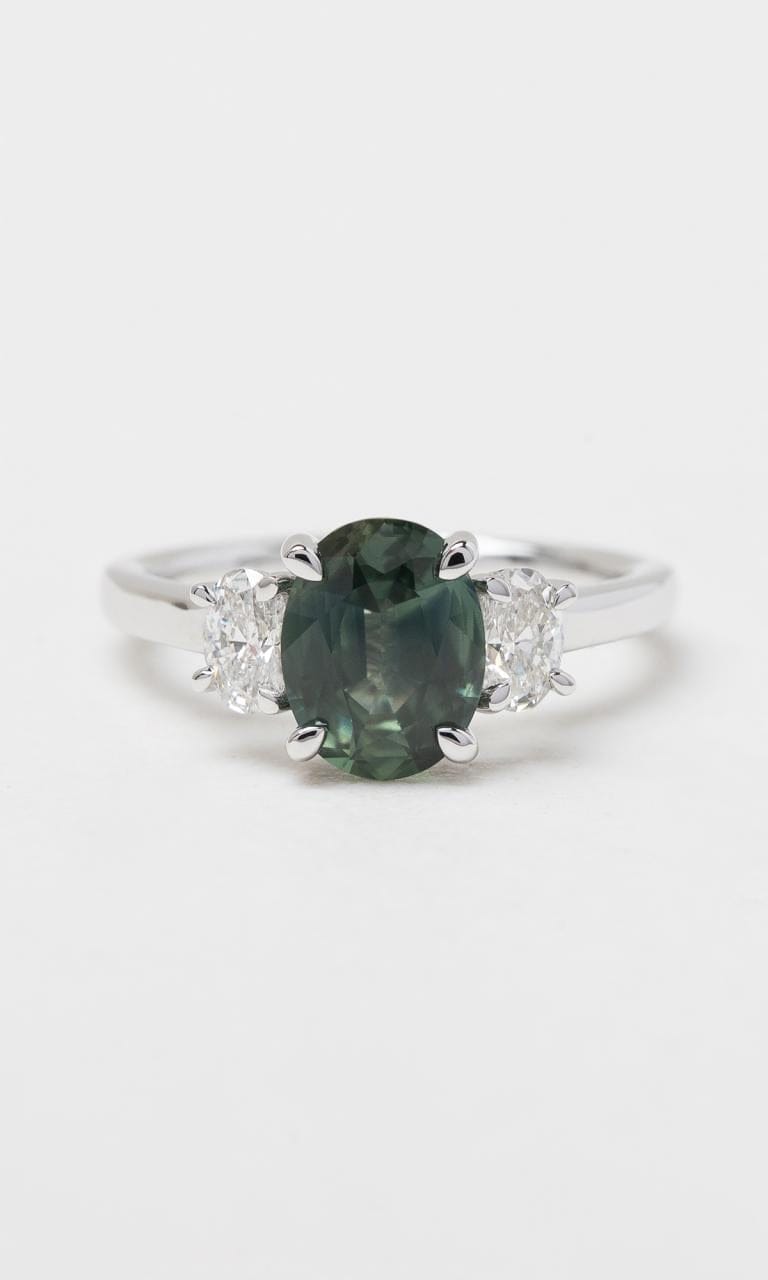 Hogans Family Jewellers 18K WG Oval Cut Sapphire Trilogy Ring