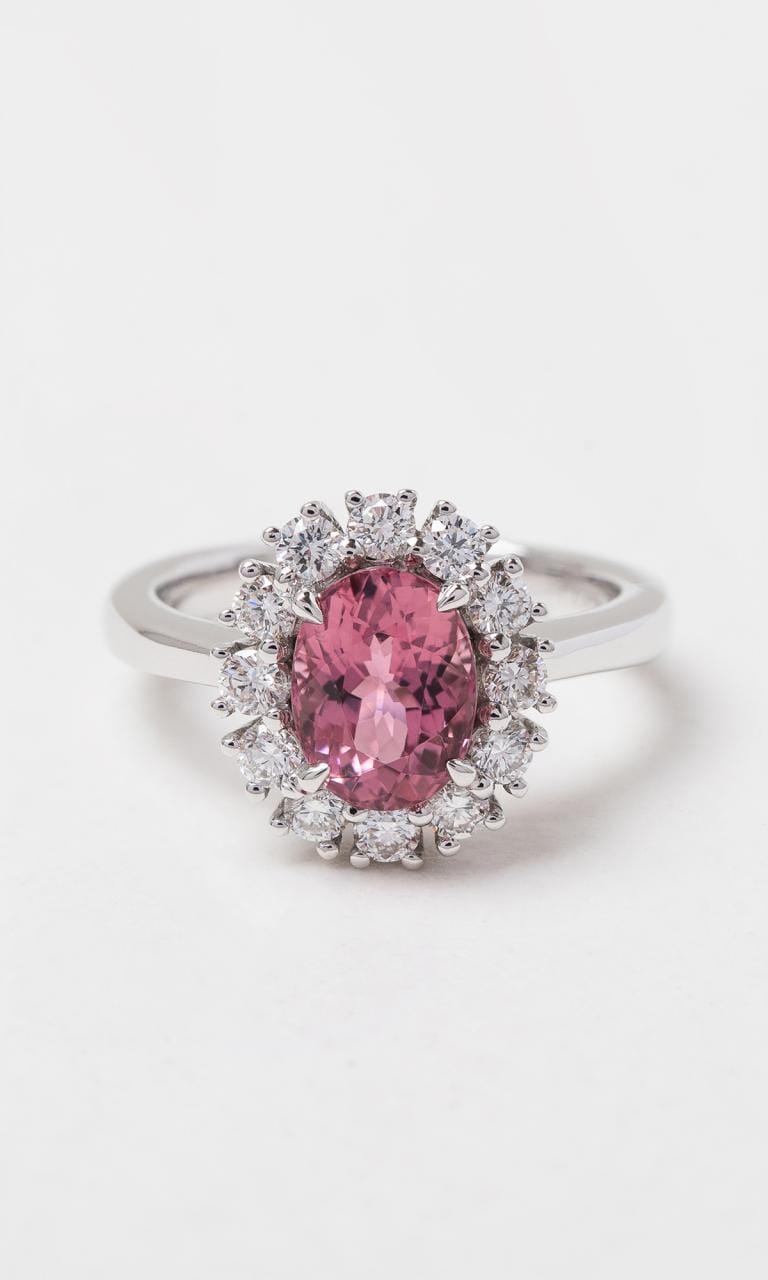 Hogans Family Jewellers 18K WG Oval Cut Tourmaline Halo Dress Ring