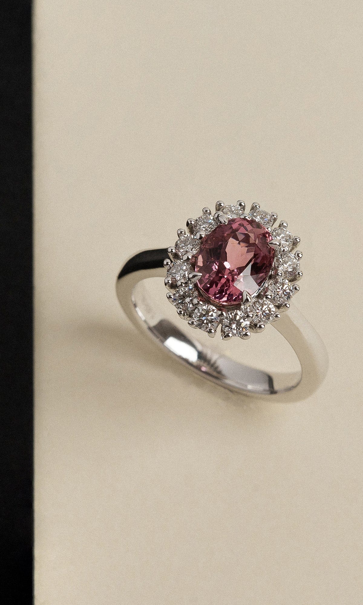 Hogans Family Jewellers 18K WG Oval Cut Tourmaline Halo Dress Ring