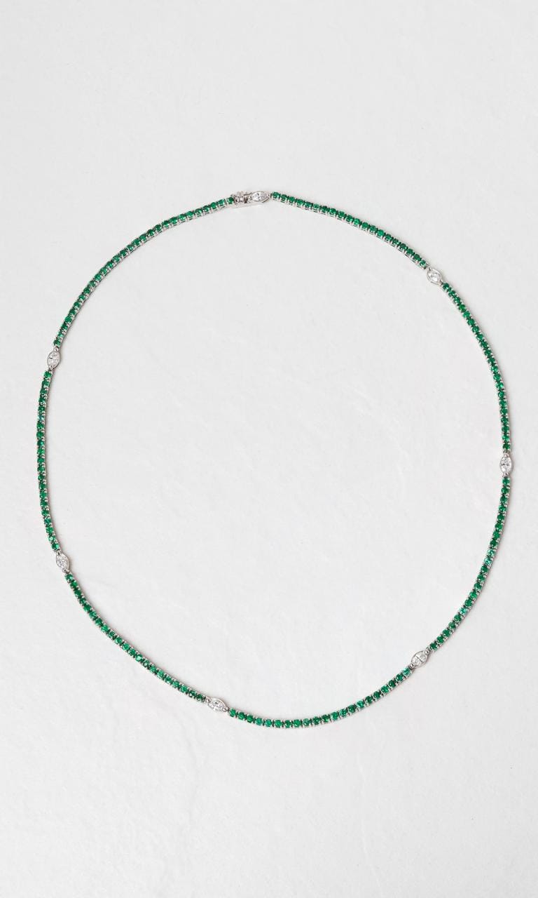 Hogans Family Jewellers 18K WG Round Brilliant Cut Emerald Necklace