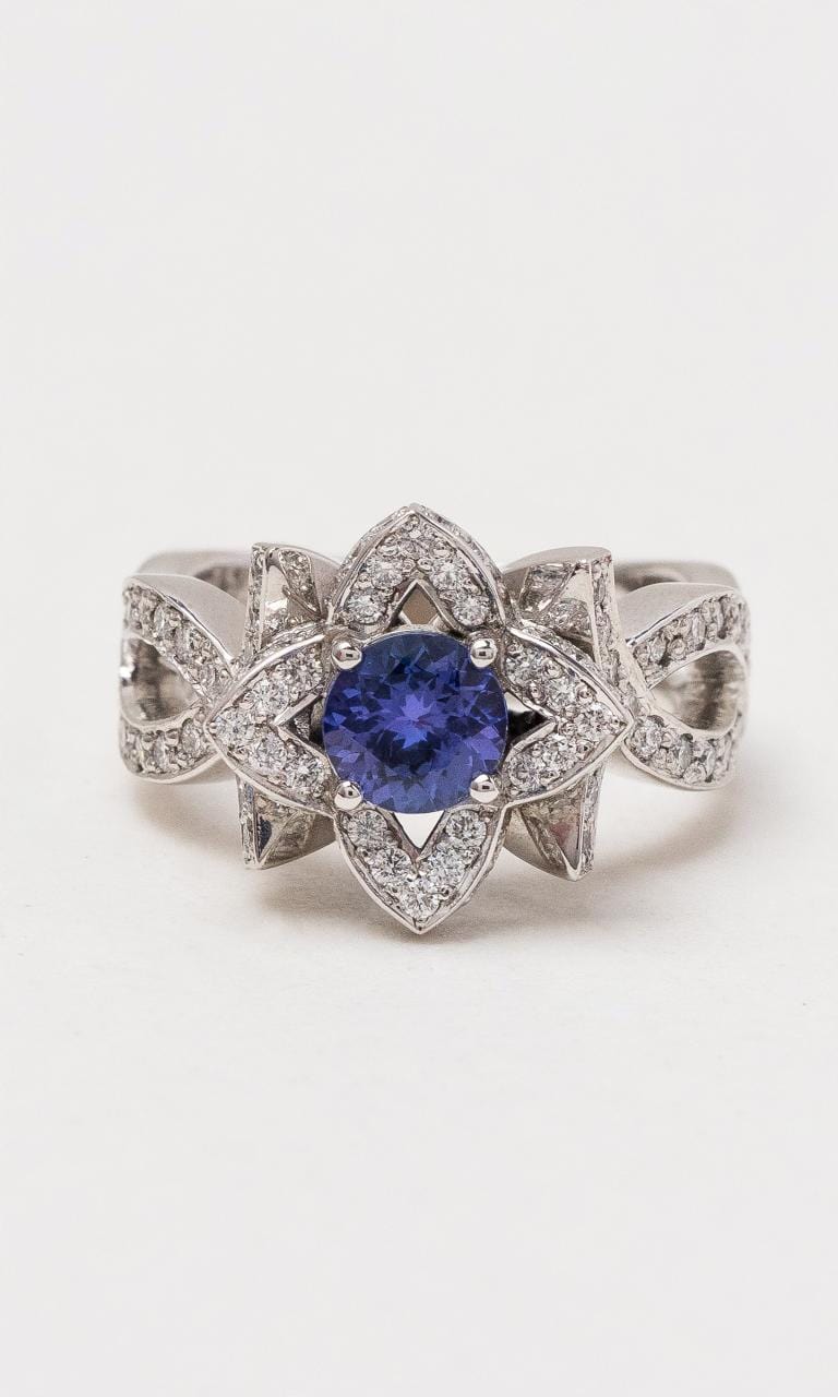 Hogans Family Jewellers 18K WG Round Tanzanite & Diamond Dress Ring