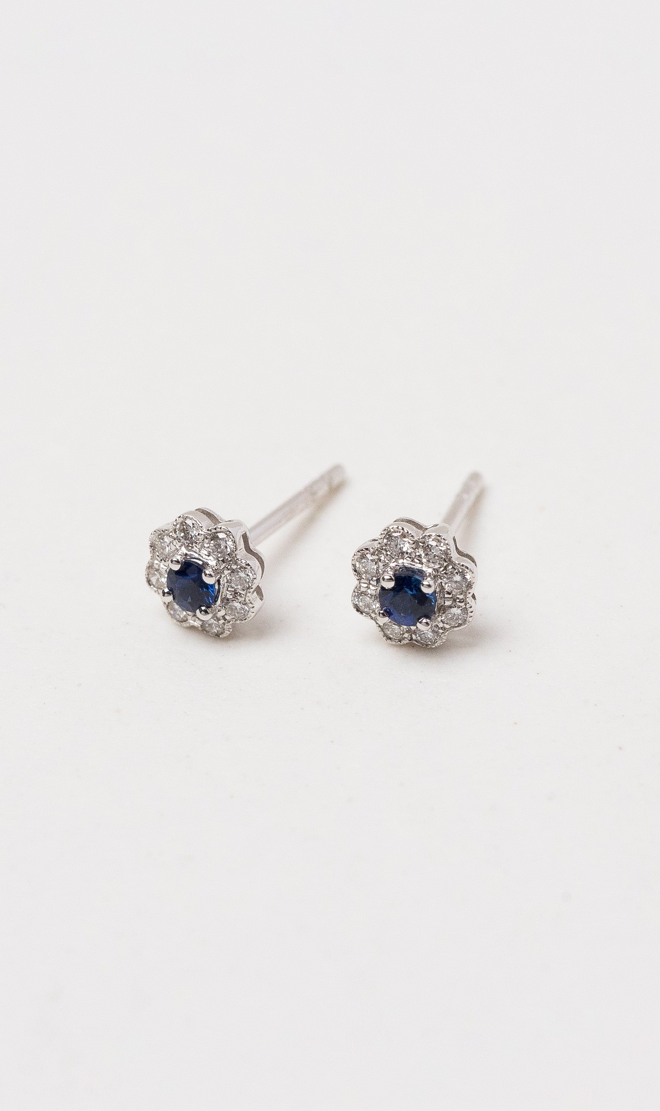 Hogans Family Jewellers 18K WG Sapphire Cluster Earrings
