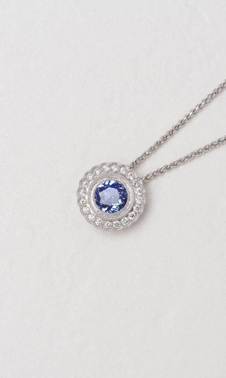 Hogans Family Jewellers 18K WG Tanzanite Halo Style Pendant