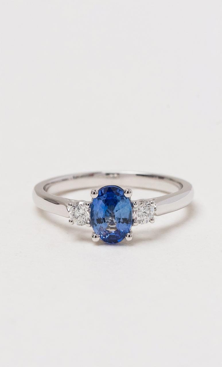 Hogans Family Jewellers 18K WG Trilogy Ceylon Sapphire Ring