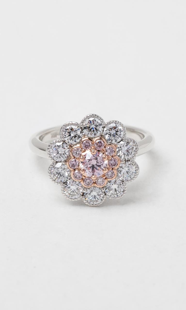 Hogans Family Jewellers 18K WRG Argyle-Certified Round Brilliant Cut Pink Diamond Daisy Cluster Ring