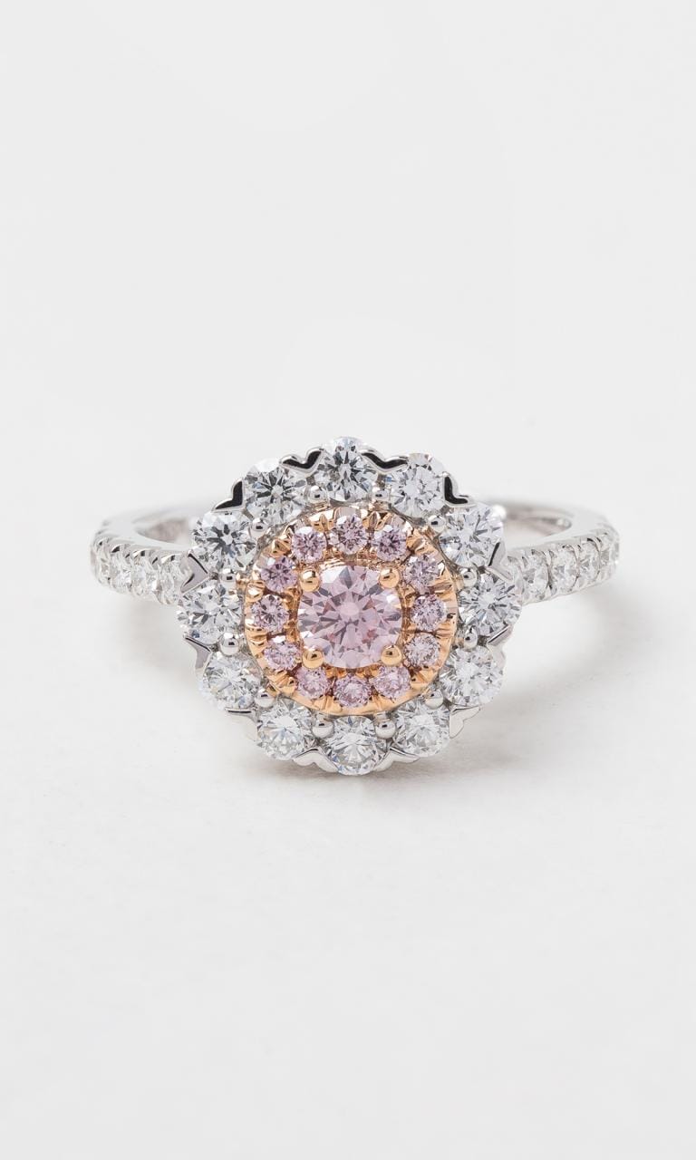 Hogans Family Jewellers 18K WRG Argyle-Certified Round Brilliant Cut Pink Diamond Halo Ring