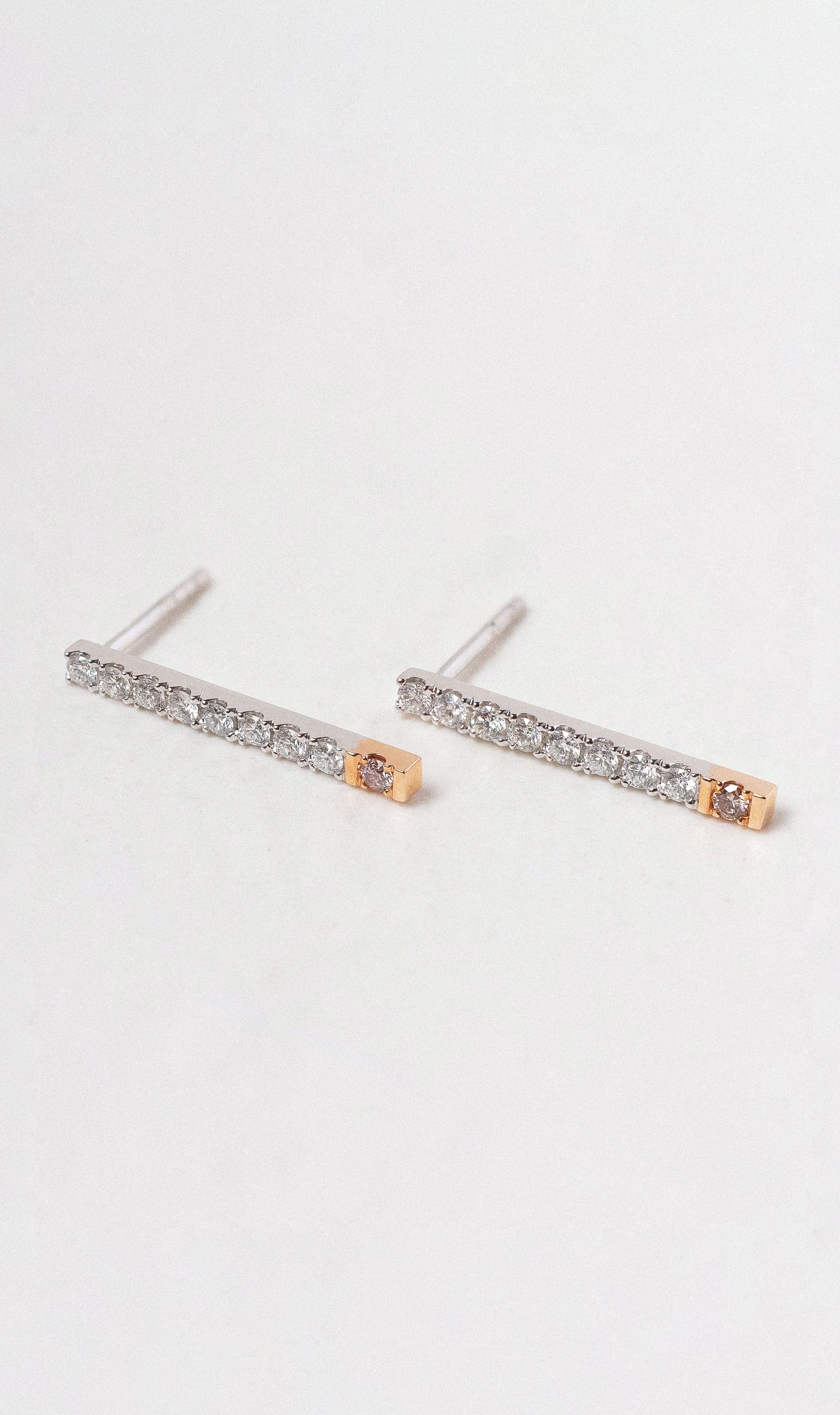 Hogans Family Jewellers 18K WRG Argyle Pink Diamond Bar Earrings