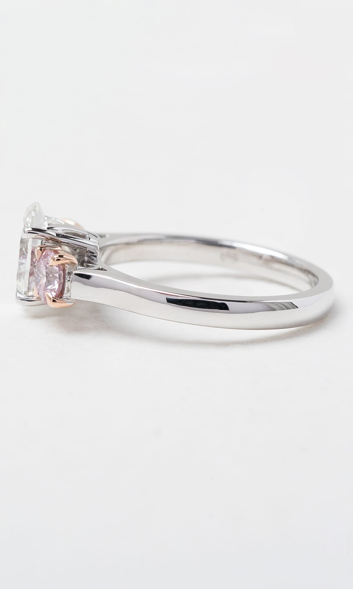 Hogans Family Jewellers 18K WRG Oval Cut White Diamond & Argyle-Certified Pink Diamond Trilogy Ring