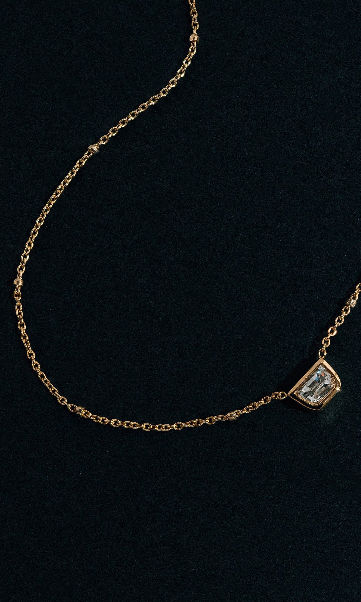 Hogans Family Jewellers 18K YG 0.21ct Half Moon Cut Diamond Bezel Set Necklace