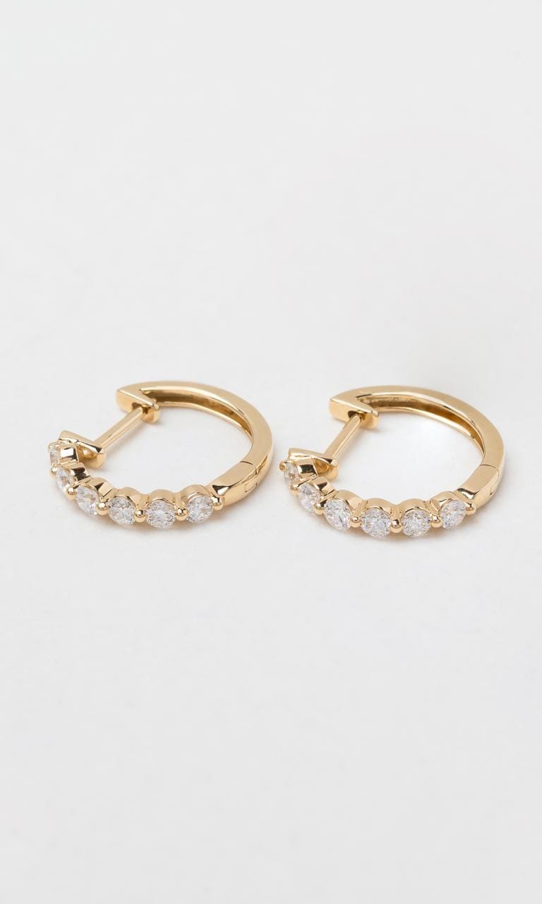 Hogans Family Jewellers 18K YG 0.52ct TDW Round Brilliant Cut Diamond Huggie Earrings