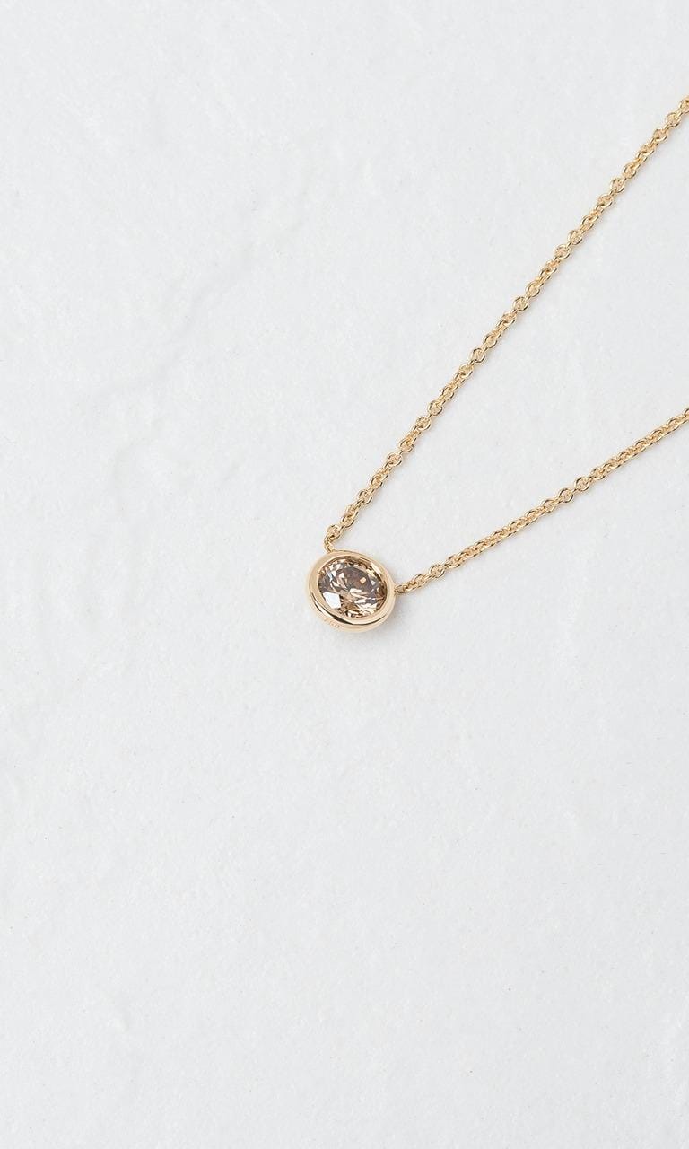 Hogans Family Jewellers 18K YG 0.55ct Round Brilliant Cut Champagne Diamond Solitaire Necklace