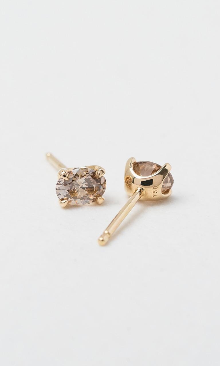 Hogans Family Jewellers 18K YG 0.80ct TDW Oval Cut Champagne Diamond Stud Earrings