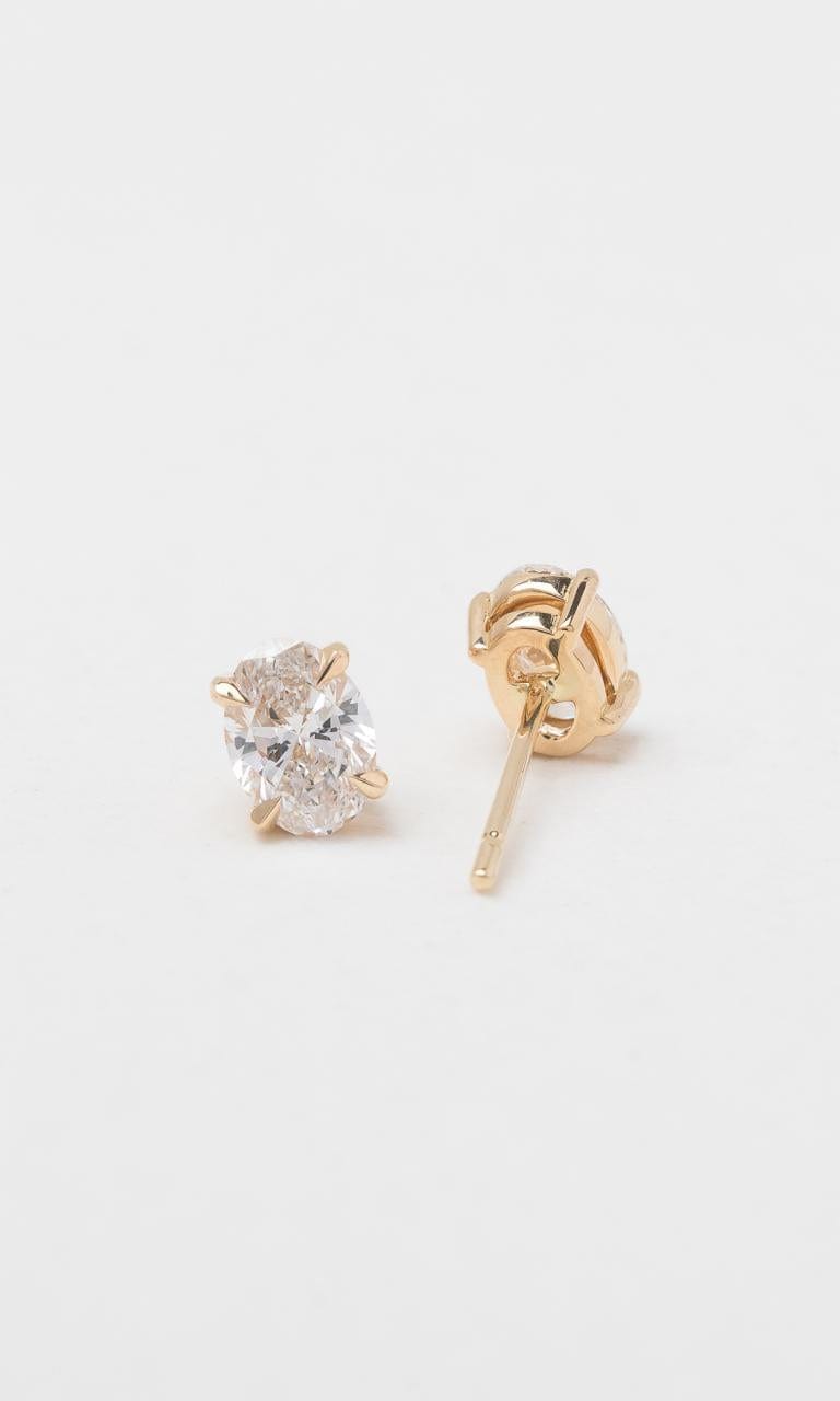 18K YG TDW Oval Cut Diamond Solitaire Stud Earrings