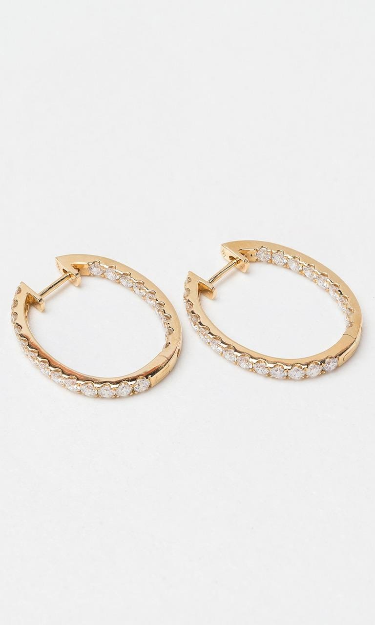 Hogans Family Jewellers 18K YG 2.00ct TDW Round Brilliant Cut Diamond Huggie Earrings