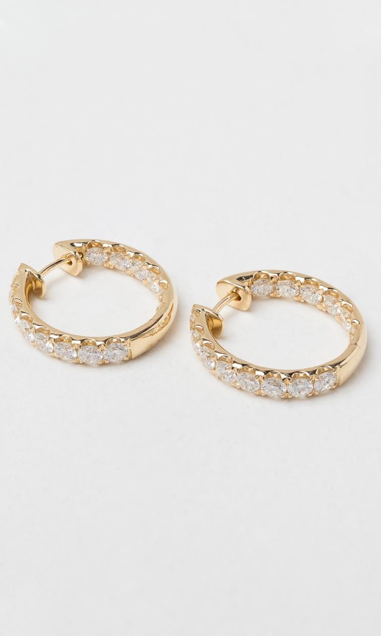 Hogans Family Jewellers 18K YG 2.92ct TDW Round Brilliant Cut Diamond Huggie Earrings