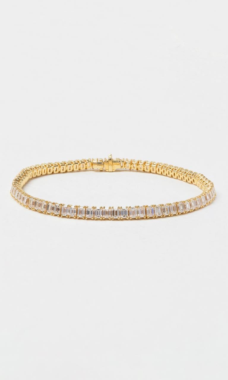 Hogans Family Jewellers 18K YG 7.69ct TDW Emerald Cut Diamond Tennis Bracelet