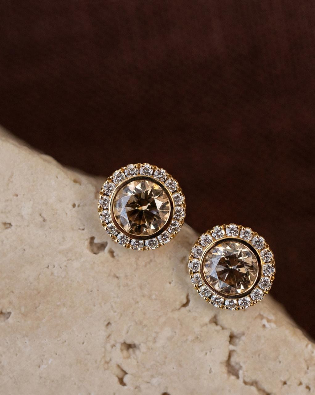 Hogans Family Jewellers 18K YG Champagne Diamond Stud Earrings