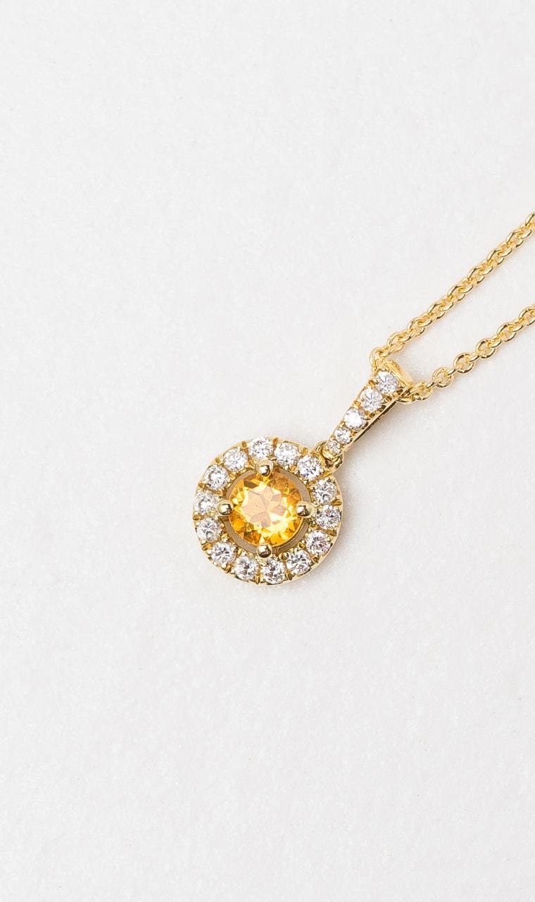 Hogans Family Jewellers 18K YG Citrine Halo Pendant