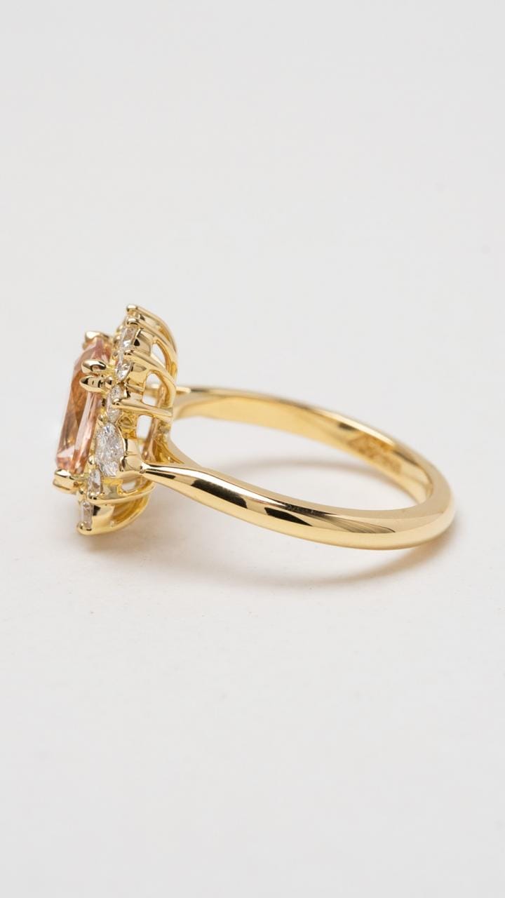 Hogans Family Jewellers 18K YG Cushion Morganite Ring