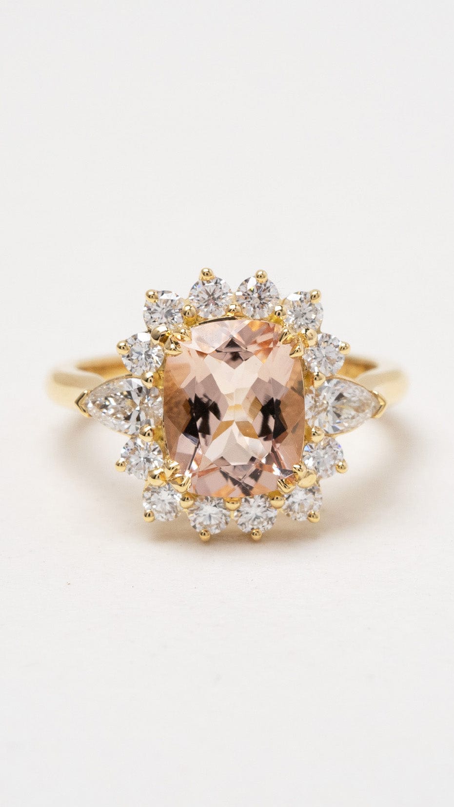 Hogans Family Jewellers 18K YG Cushion Morganite Ring