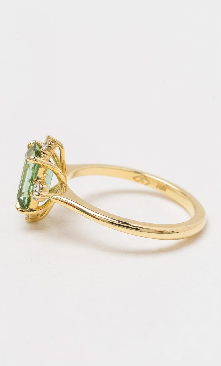 Hogans Family Jewellers 18K YG Emerald Cut Green Tourmaline Dress Ring