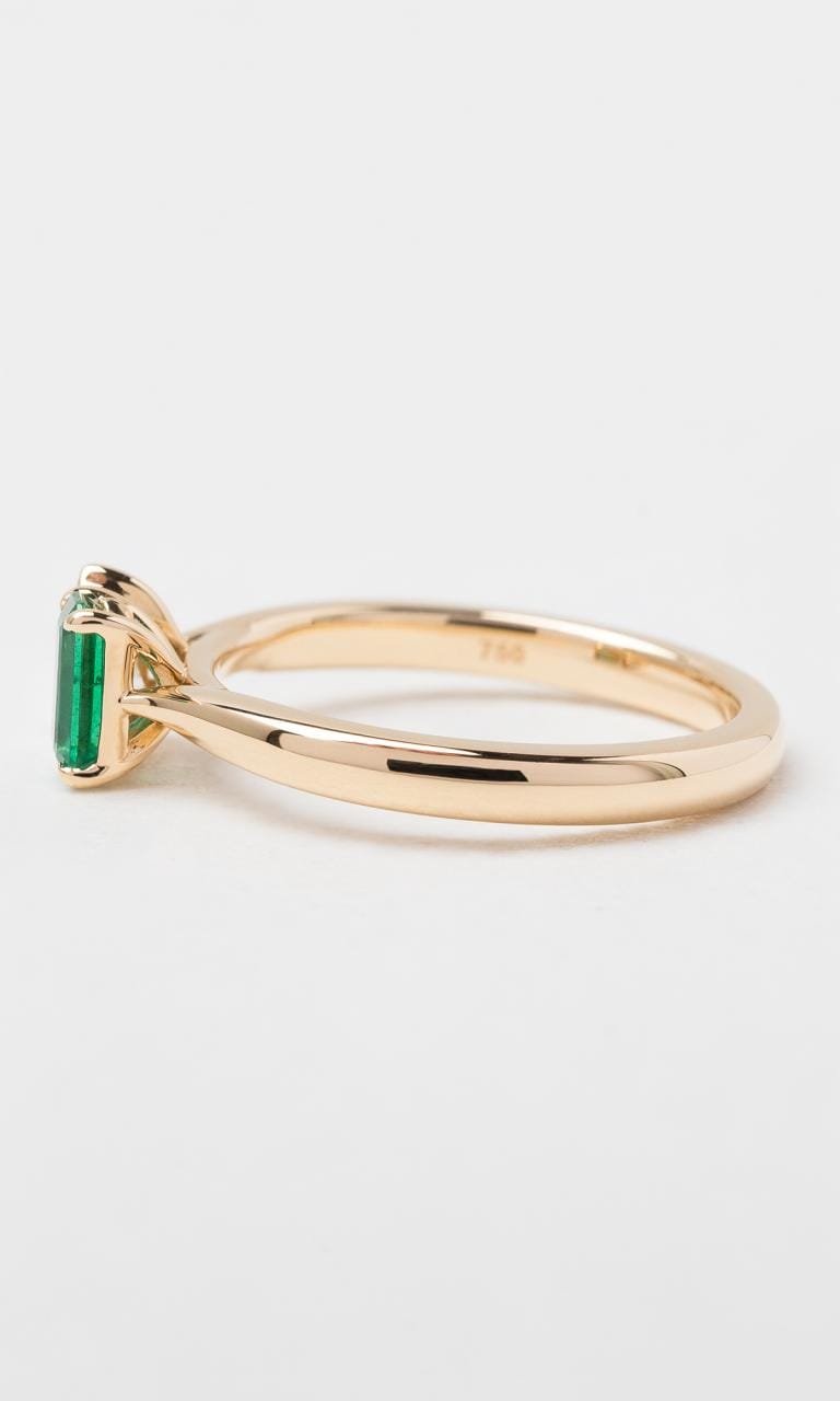 Hogans Family Jewellers 18K YG Emerald Cut Zambian Emerald Toi et Moi Dress Ring